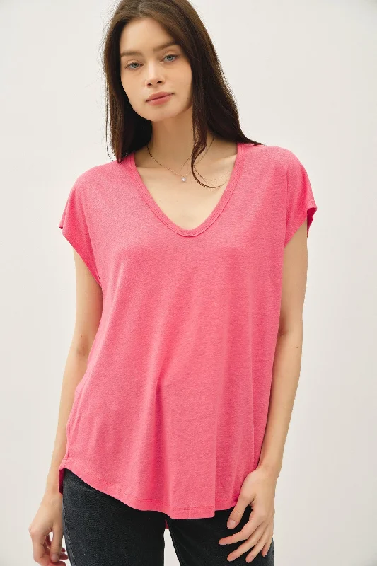 Imeless Style Fuchsia V-Neck Top