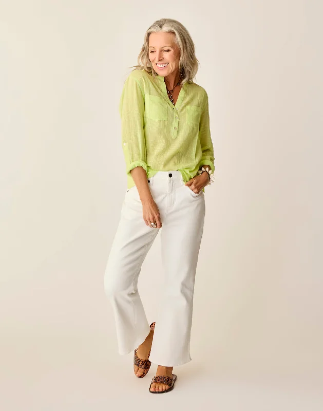 Casual Chic Dylan Textured Shirt: Limeade