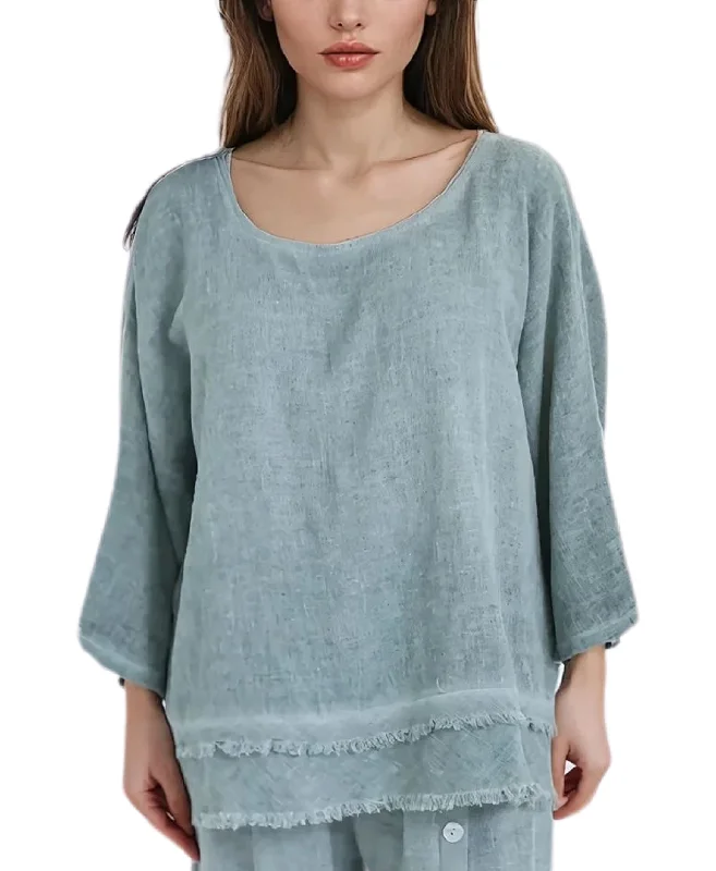 On-Trend Fashion Offers Linen & Cotton Combo Tiered Top