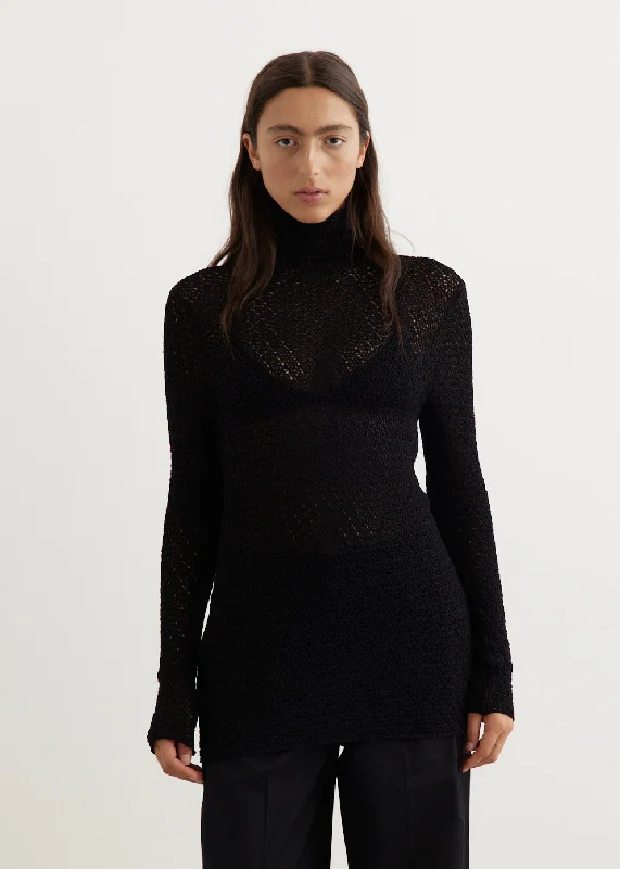 Limited Stock, Big Sale High-Neck Crochet Knit