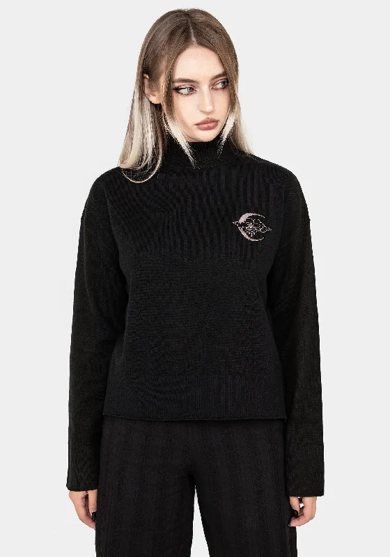 Special Offers, Don't Miss Lachrymose Embroidered Mock Neck Jumper