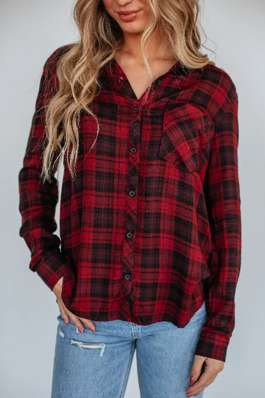 Limited Time Special Offer Gatlyn Flannel Top - Merlot Mix