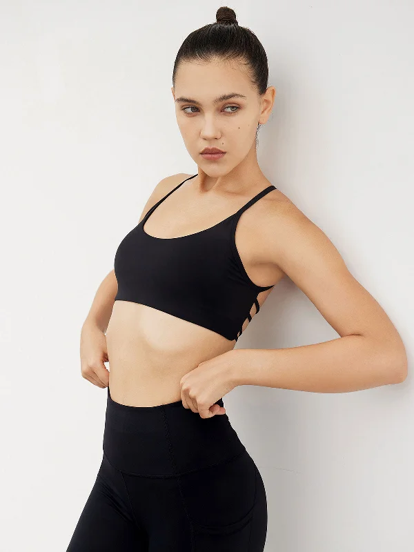 Women's Evening Wear Attire Limited Time Offers Black Cross Back Sports Bra--Light Support