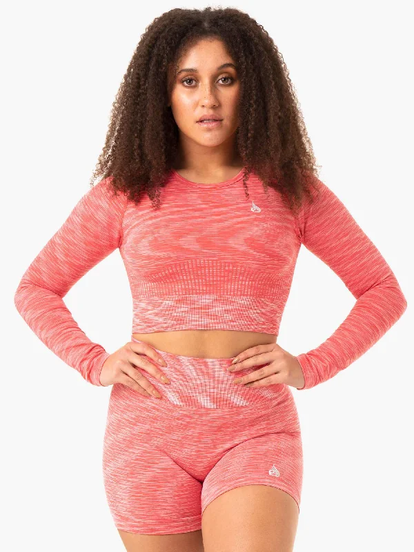 Women's Night-Out Outfit Casual Yet Chic Sales Evolve Seamless Long Sleeve Top - Coral