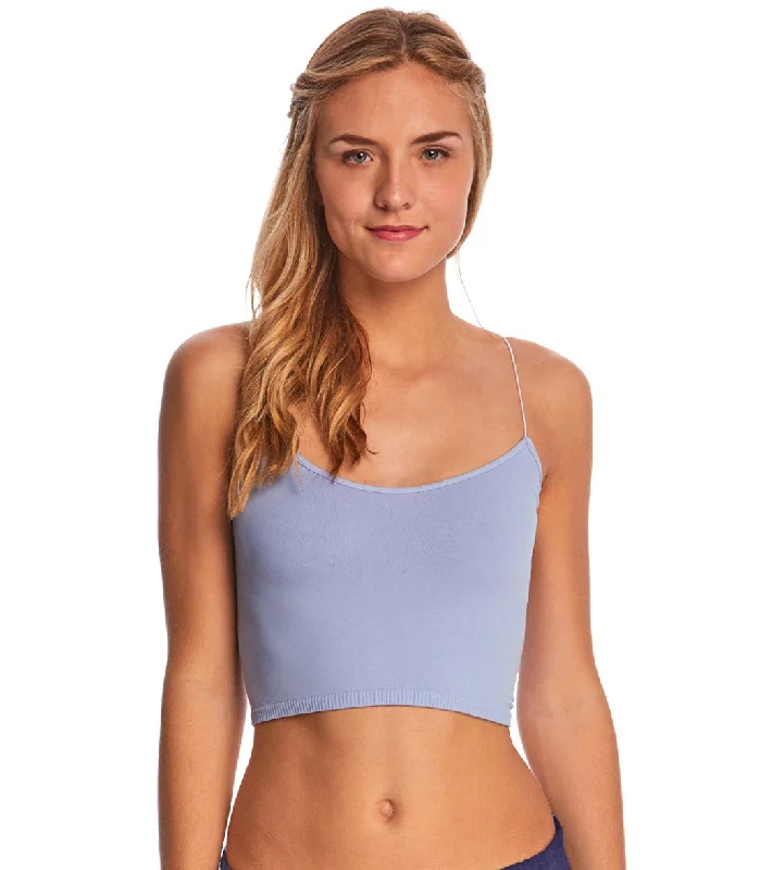 Women's Apparel And Garments Gift Ideas Free People Seamless Skinny Strap Crop Top Blue