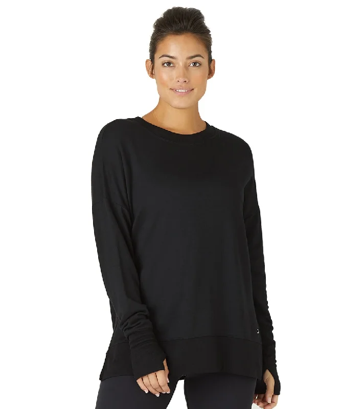 Women's Travel Attire Luxe Style Discounts Glyder Lounge Long Sleeve Tee Black