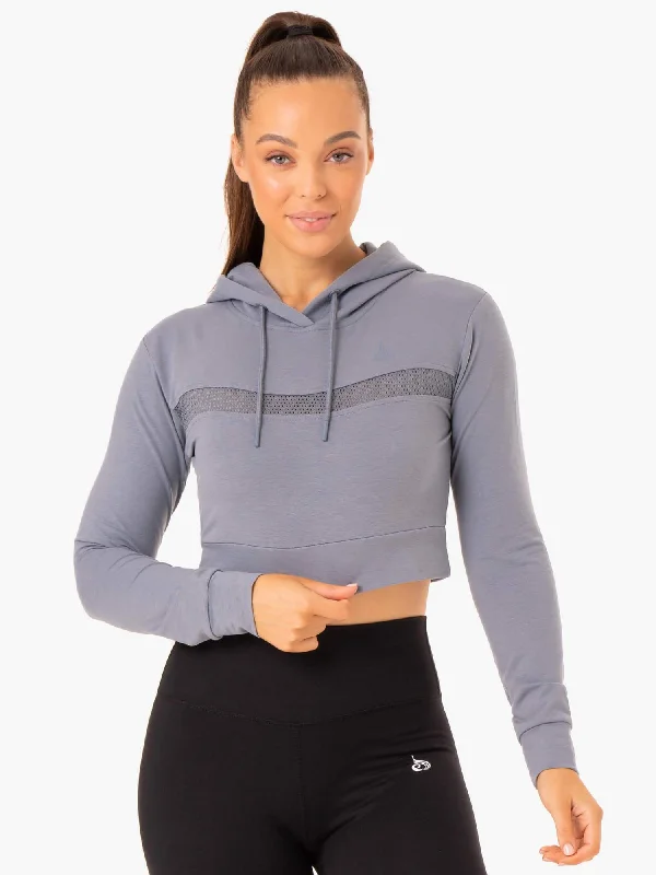 Women's Clothes And Garments Crazy Price Slashing Hybrid Fitted Hoodie - Steel Blue