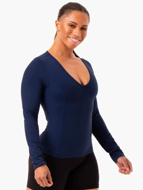 Elegant Clothing For Women Stylish Deals NKD Align Long Sleeve Training Top - Navy