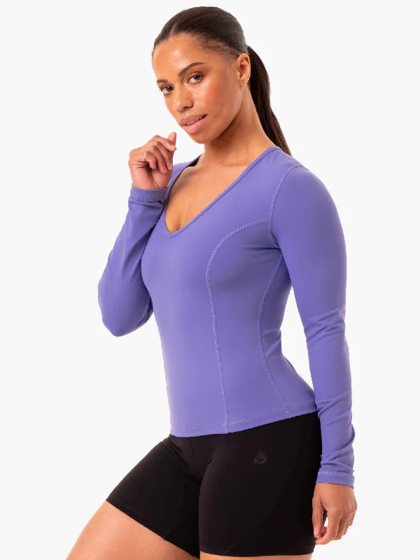 Women's Everyday Clothes Summer Fashion NKD Align Long Sleeve Training Top - Purple