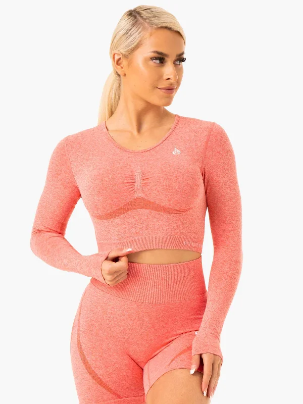 Timeless Women's Outfit Low Price Special Sculpt Seamless Long Sleeve Top - Peach Marl