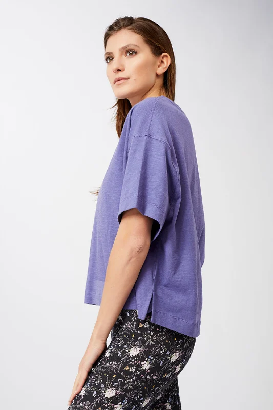 Stylish Women's Garments For Holidays Chic Style, Always In Vogue Boxy Tee (Deep Violet), GOTS