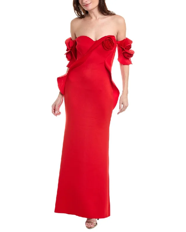 Women's Holiday Clothing Essentials On Sale Badgley Mischka Rose Off-The-Shoulder Gown