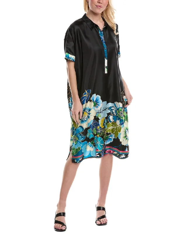 Women's Casual Garments Hurry Before It'S Gone Johnny Was Araia Twill Silk Short Midi Dress