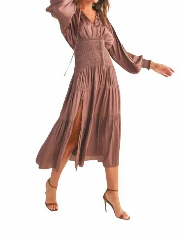 Women's Evening Clothes Step Ahead, Lead The Trend Satin Midi Dress In Mauve