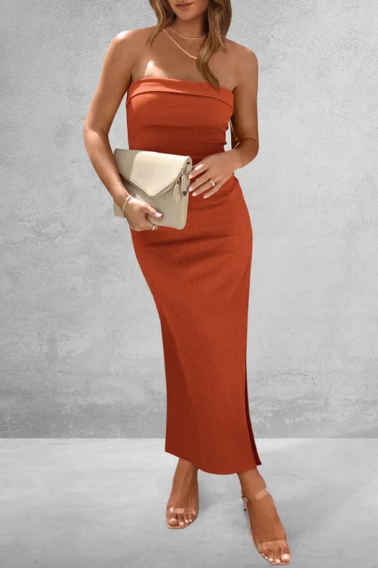 Tailored Clothing For Women Fashion Frontiers Slit Tube Midi Dress