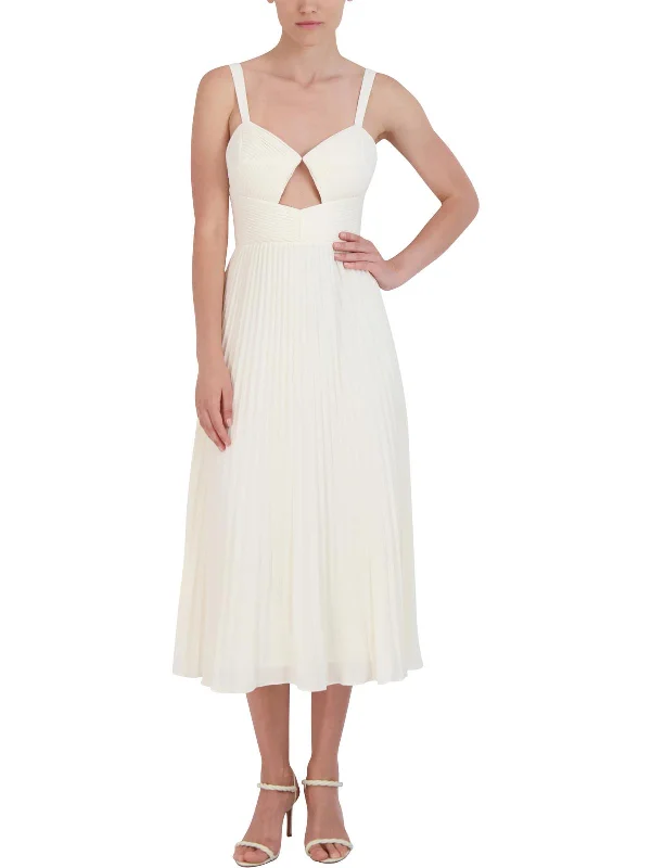 Elegant Women's Attire Limited Styles Womens Pleated Midi Cocktail And Party Dress