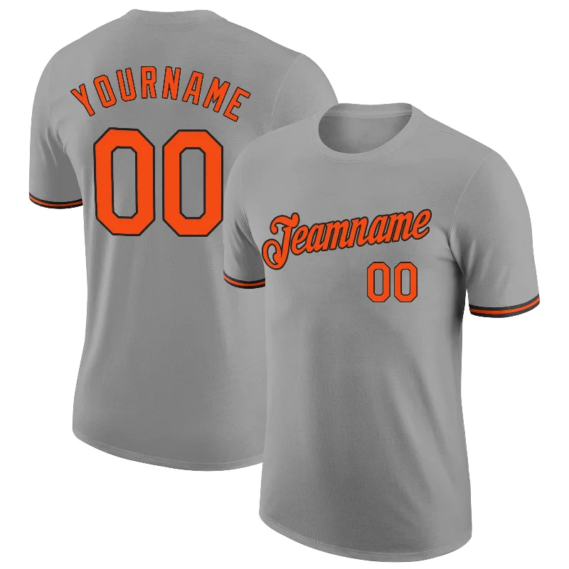 Classic And Timeless Unisex Style Trendy Styles Custom Gray Orange-Black Performance T-Shirt