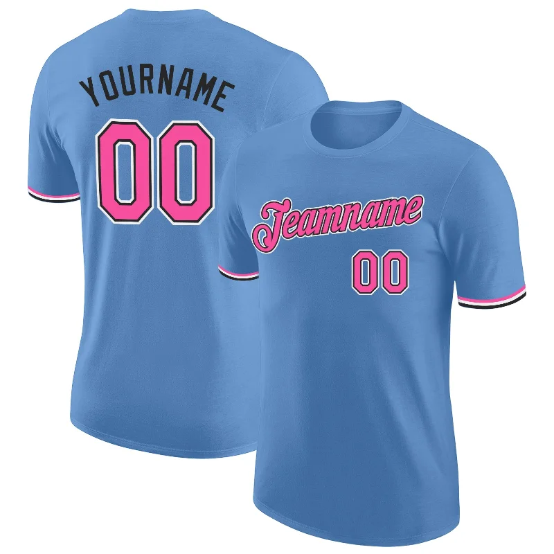 Everyday Wear For Men And Women Season Sale Custom Light Blue Pink-Black Performance T-Shirt