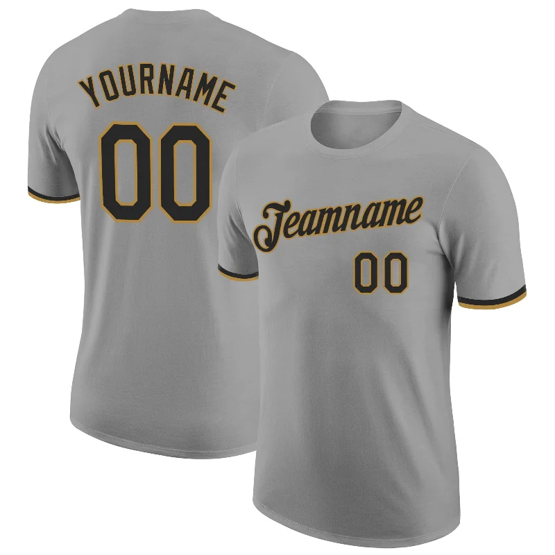 Gender-Neutral Trendy Clothing Styles New In This Season Custom Gray Black-Old Gold Performance T-Shirt