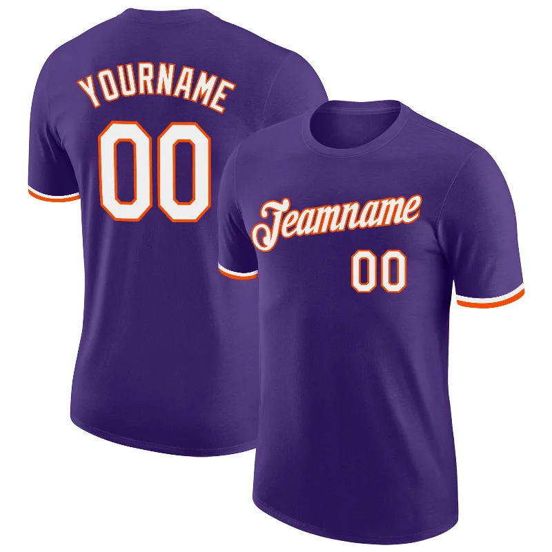 Stylish Unisex Outfit Ideas Fashion-Forward Offers Custom Purple White-Orange Performance T-Shirt