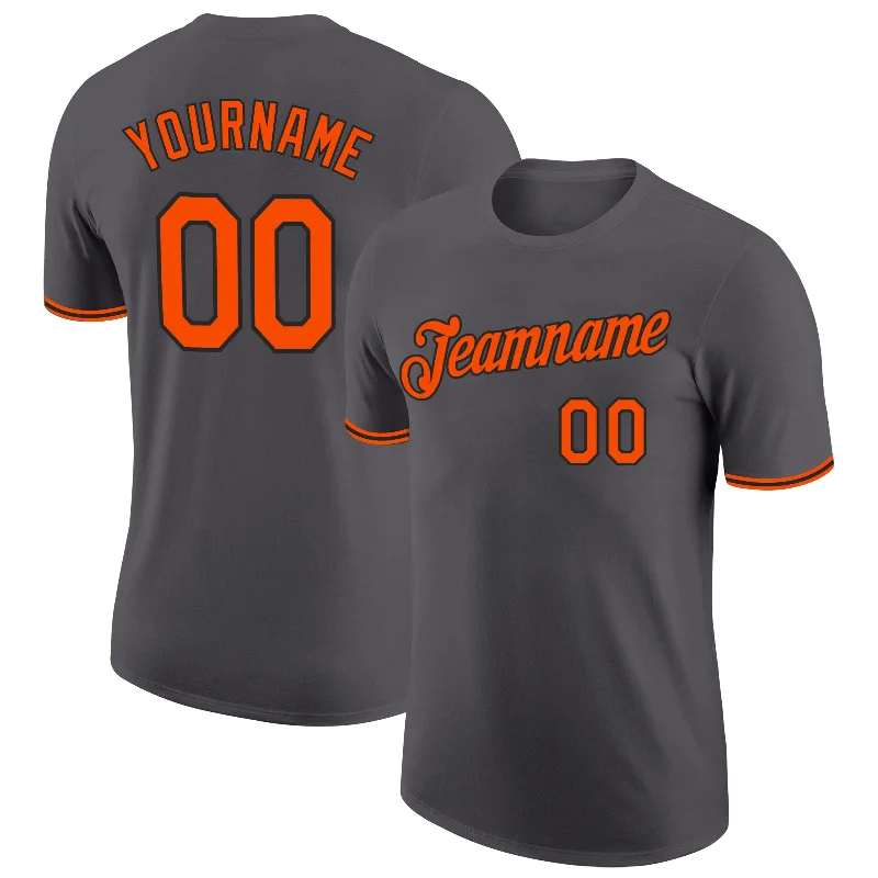 Fashion-Forward Unisex Apparel Timeless Elegance Redefined Custom Steel Gray Orange-Black Performance T-Shirt