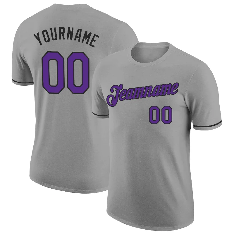 Urban-Inspired Unisex Fashion Trends Best Sellers Custom Gray Purple-Black Performance T-Shirt