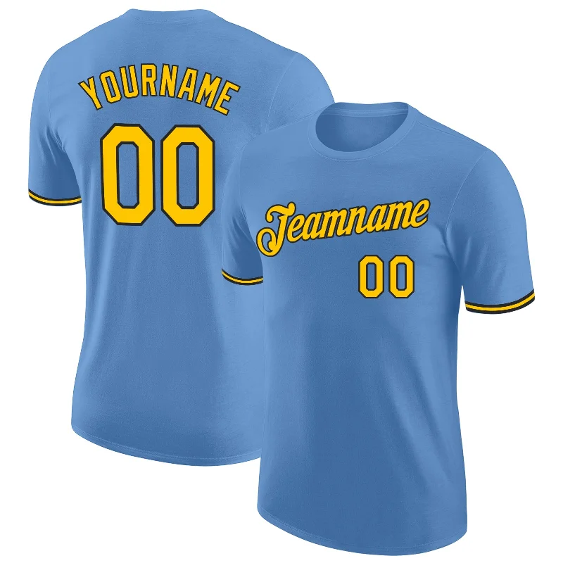 Classic And Timeless Gender-Neutral Fashion Vintage Style Deals Custom Light Blue Yellow-Black Performance T-Shirt