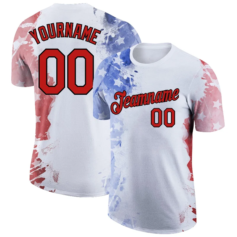 Fashion-Forward Gender-Neutral Outfit Ideas Unleash Your Trend Driven Style Custom White Red-Black 3D American Flag Patriotic Performance T-Shirt