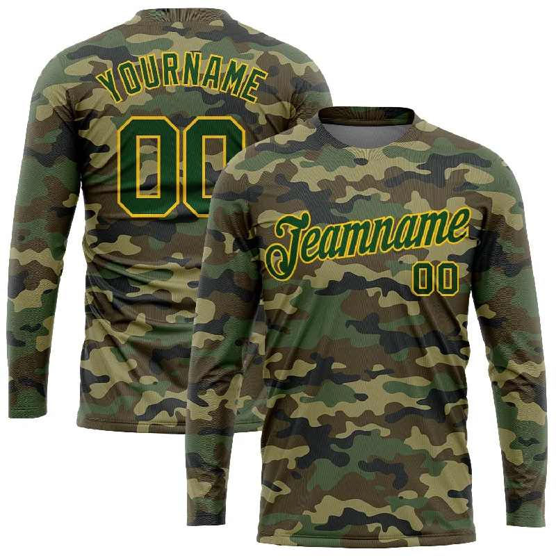 Oversized Unisex Fashion Pieces Timeless Elegance Sale Custom Camo Green-Gold Salute To Service Long Sleeve Performance T-Shirt