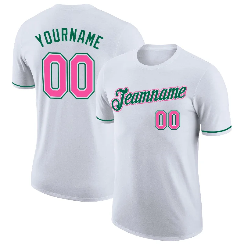 Versatile And Stylish Unisex Apparel Ends Soon Custom White Pink-Kelly Green Performance T-Shirt