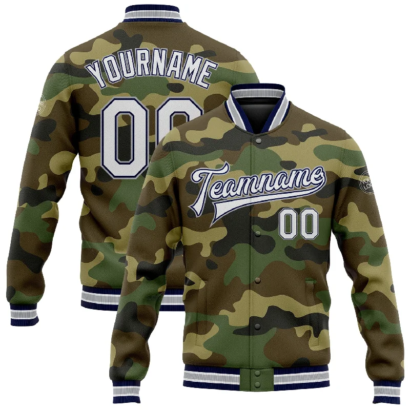 Versatile Clothing For All Genders Browse Our Top Products Custom Camo White Navy-Gray Bomber Full-Snap Varsity Letterman Salute To Service Jacket