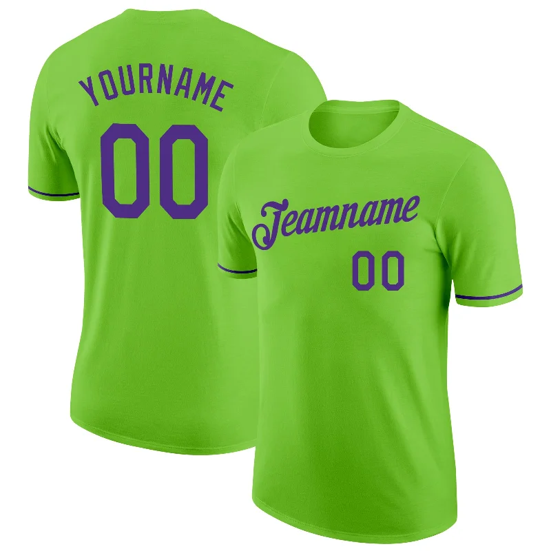 Gender-Neutral Fashion For Everyday Style Comfort Meets Fashion Custom Neon Green Purple Performance T-Shirt