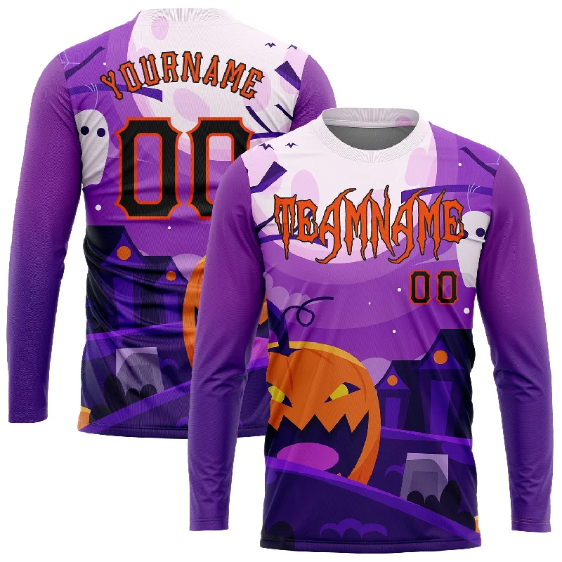 Fashion-Forward Unisex Apparel Fashion Forward Custom 3D Pattern Halloween Pumpkins Horror Night Long Sleeve Performance T-Shirt