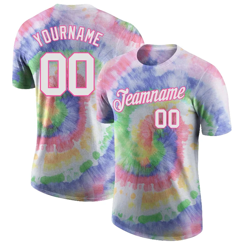 Urban-Inspired Unisex Fashion Pieces Style Redefined Custom Tie Dye White-Pink 3D Performance T-Shirt