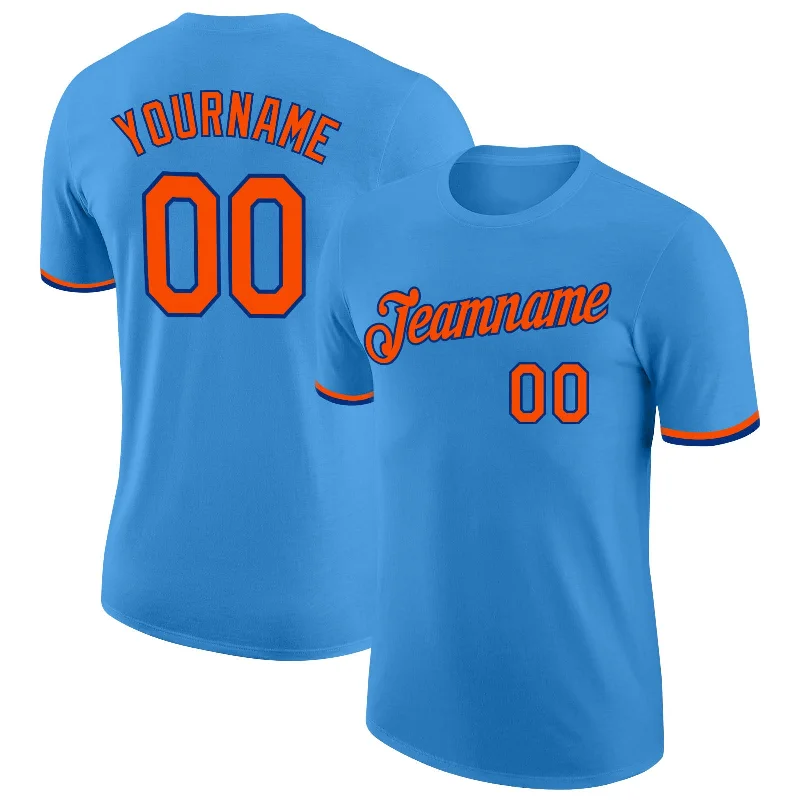 High-Quality Unisex Fashion Basics Chic & Modern Sales Custom Powder Blue Orange-Royal Performance T-Shirt