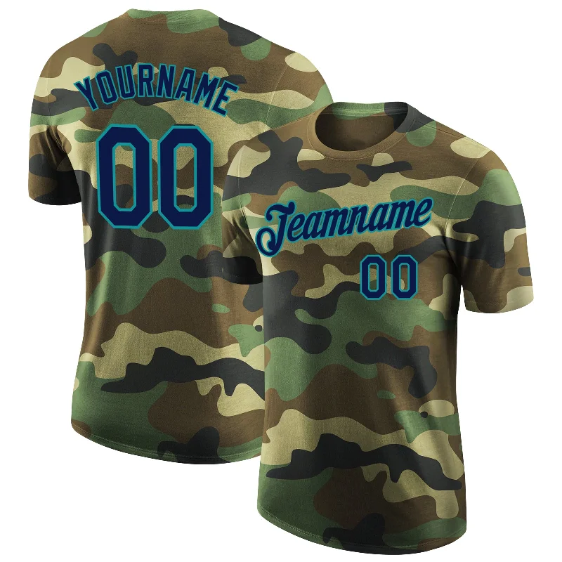 Classic And Timeless Unisex Style Explore What'S New Custom Camo Navy-Teal Performance Salute To Service T-Shirt