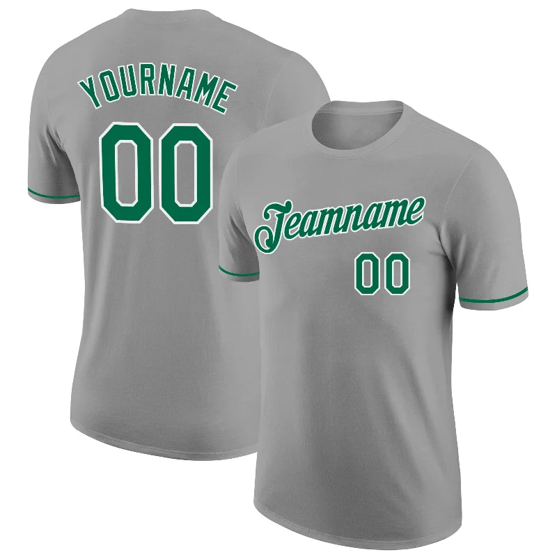 Sleek And Comfortable Unisex Wear Seasonal Style Discounts Custom Gray Kelly Green-White Performance T-Shirt