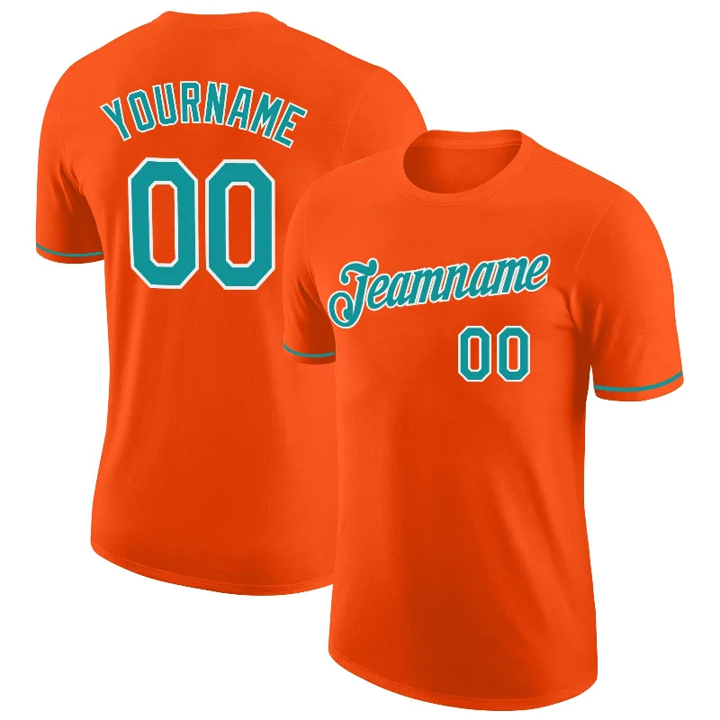 Classic Unisex Fashion Looks New Season Fashion Preview Sale Custom Orange Teal-White Performance T-Shirt