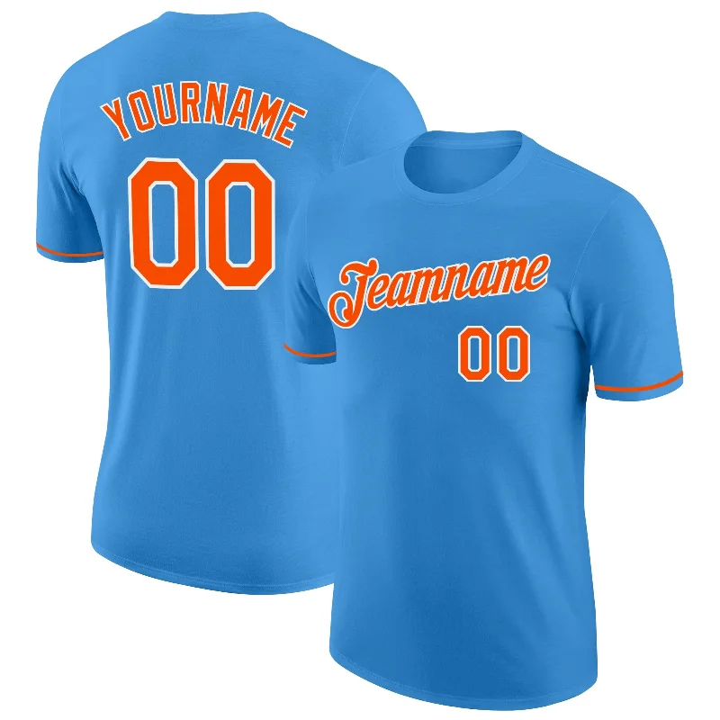 Minimalist Unisex Wardrobe Must-Haves Romantic Fashion Discounts Custom Powder Blue Orange-White Performance T-Shirt