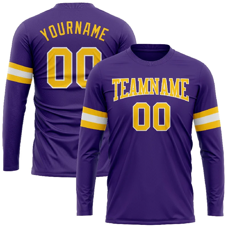 Urban-Inspired Unisex Fashion Pieces Trend Leading Collection Custom Purple Gold-White Long Sleeve Performance T-Shirt