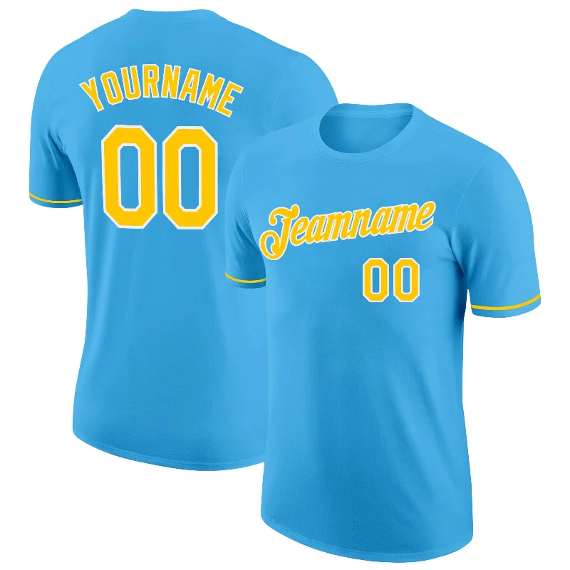 Bold And Trendy Gender-Neutral Outfits Unleash Your Fashion Custom Sky Blue Yellow-White Performance T-Shirt