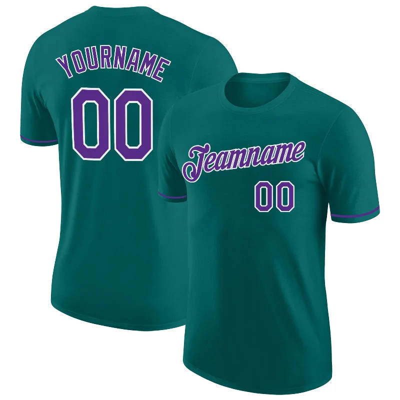 Modern Unisex Wardrobe Staples Chic Trend Collection Custom Teal Purple-White Performance T-Shirt