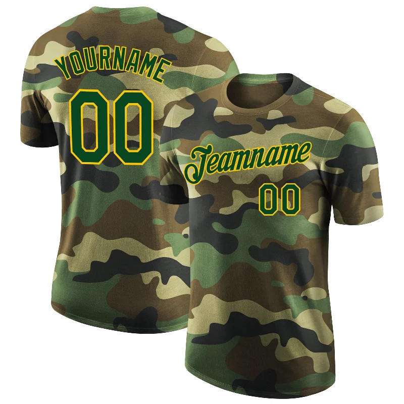 Sleek And Contemporary Gender-Free Outfits Additional Time-Limited Offers Custom Camo Green-Yellow Performance Salute To Service T-Shirt