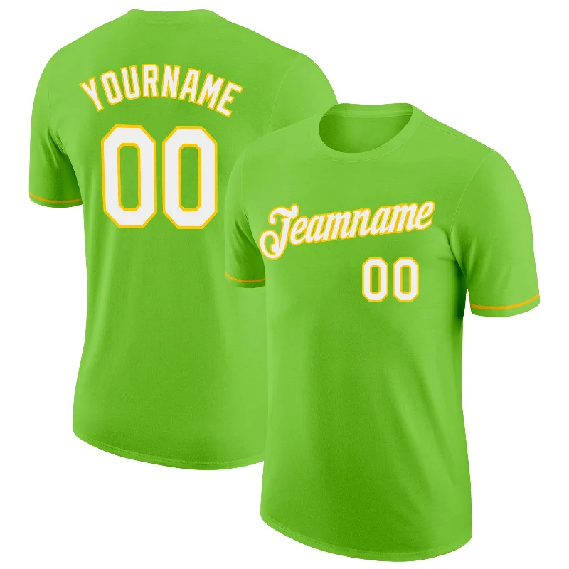 Elegant And Minimal Gender-Free Clothing Essentials On Sale Custom Neon Green White-Yellow Performance T-Shirt