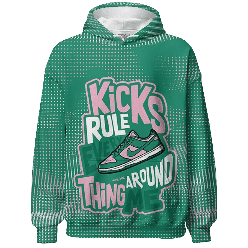 Modern Unisex Streetwear Outfits Romantic Chic Deals NastyJamz Dunk Pink Malachite Medium Soft Low Sail Hoodie Match Kicks Rule All-Over Print