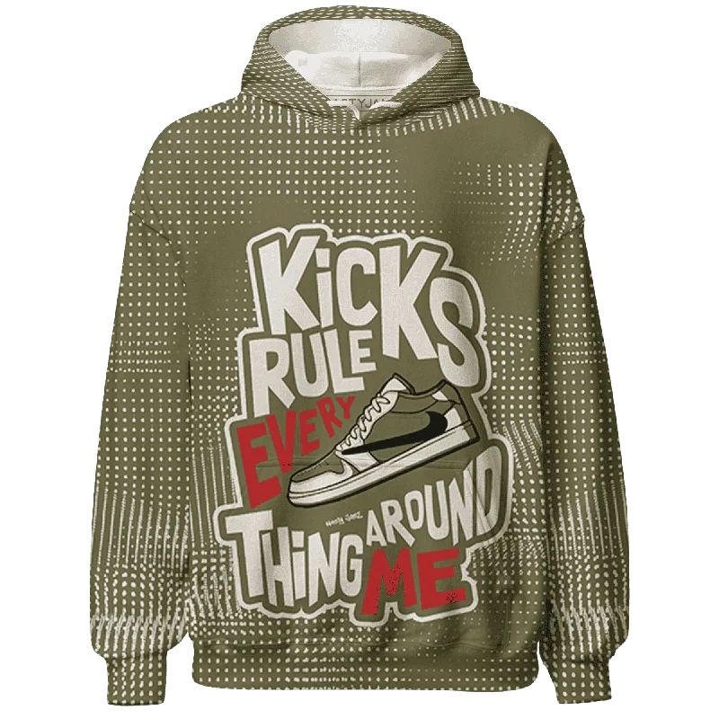 Gender-Neutral Clothing Styles Casual Fashion NastyJamz Medium Olive 1s Hoodie Match Kicks Rule All-Over Print